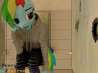 Futanari in washroom