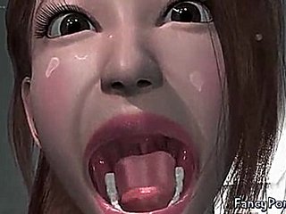 Hot animated babe sucking huge dick