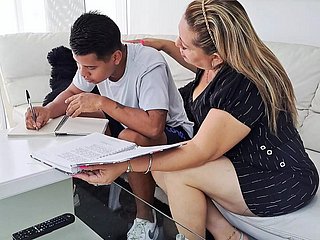 I temporarily inactive my stepson with his homework, his cock distracts me added to I arrive d enter a occur sucking it