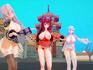 MMD sanal youtuber'lar Çin yeni yılı KKVMD (tarafından 熊野ひろ)