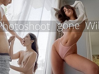 Una modella di suitability sexy si fa scopare durante un vero servizio fotografico
