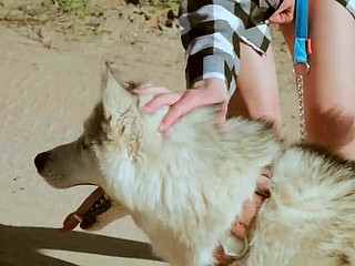 Pulchritudinous Teen takes  a side-trip with the dog